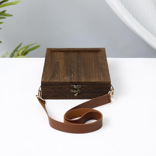 Writers Messenger Wooden Box,Handmade Retro Crossbody Sketch Tool Box,Portable Artist Bag Painting Brush Storage,Sketch Box Easel for Outdoor Painting,Field Note Organizer