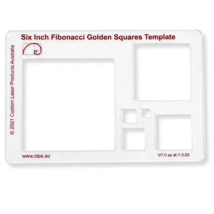 Fibonacci 6" Square Drawing Template, Golden Ratio Stencil - style: 6" Squares