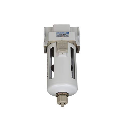 PneumaticPlus SAF400-N04B Compressed Air Particulate Filter 1/2" NPT | 10 Micron Element, 211 SCFM, 1/2" NPT, Polycarbonate Bowl, Manual Drain, 150 PSI Max, Mounting Bracket Included - style: Poly Bowl - Manual Drain