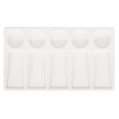 VanEnjoy 10 Wells White Rectangle Ceramic Artist Paint Palette,Porcelain Watercolor Palette,Ceramic Mixing Tray for Watercolor Gouache Painting, 7.6 inch