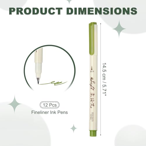 PATIKIL Fineliner Colored Pens, 12 Pcs Dark Green Felt Brush Tip Fineliner Marker Waterproof Ink Watercolor Coloring Book Art Supplies Set for Artist Journaling Scrapbooking - color: Dark Green