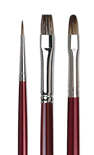 da Vinci Oil & Acrylic Series 5015 Russian Black Sable Paint Brush Set, Multiple Sizes, 3 Brushes (Series 1640, 1840, 1845) - style: Black Sable Starter Set