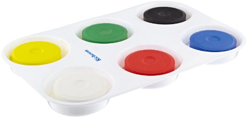 Sax Non-Toxic Giant Tempera Paint Cakes with Tray - 2 1/4 x 3/4inch - Set of 6 - Assorted Colors