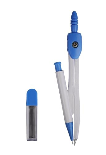 9-Piece Set Back-to-School Kit, Maths Set Pastl Blue | Stationery Set, Compass, Mechanical Pencil, Pencil Leads, Geometry Sets, Ruler, Eraser in a Re-usable plastic box - color: Blue