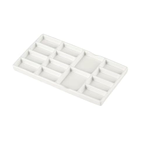 8" Porcelain Watercolor Palette - 14 Well Ceramic Artist Paint Palette with Mixing Tray for Painting and Craft Projects