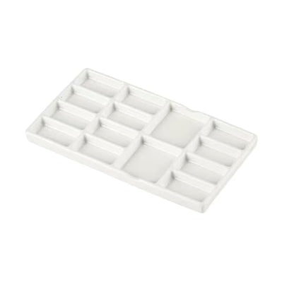 8" Porcelain Watercolor Palette - 14 Well Ceramic Artist Paint Palette with Mixing Tray for Painting and Craft Projects