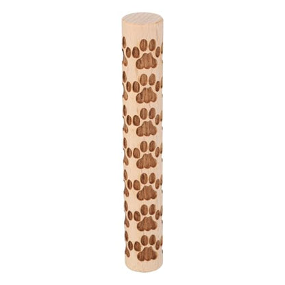 HARFINGTON Wood Clay Roller 4" Paw Print Pattern Rolling Pins Wood Rollers Pottery Tools Wood Grain Texture Rollers for Clay Baking Dough Playdough DIY - style: Paw Print