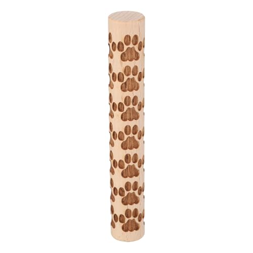 HARFINGTON Wood Clay Roller 4" Paw Print Pattern Rolling Pins Wood Rollers Pottery Tools Wood Grain Texture Rollers for Clay Baking Dough Playdough DIY - style: Paw Print