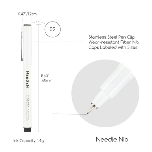 MEEDEN Micro Fineliner Drawing Pens: Fine Liner Pen 6 Pack, 0.2mm Black Waterproof Archival Ink for Technical Drawing, Sketching, Outlining, Illustration, Manga and Journaling - Needle Nip - style: 0.2mm Needle Nib