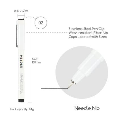 MEEDEN Micro Fineliner Drawing Pens: 0.2mm Needle Nib, 6 Pack, Black Ink | Waterproof archival ink for technical drawing, sketching, outlining, illustration, manga, and journaling - style: 0.2mm Needle Nib