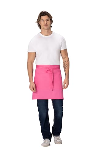 Chef Works Unisex Half Bistro Server Apron - color: Hot Pink
