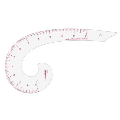 KEARING 12" Comma French Curve Ruler - Clear Plastic Sewing Pattern Making - style: 6012(12")