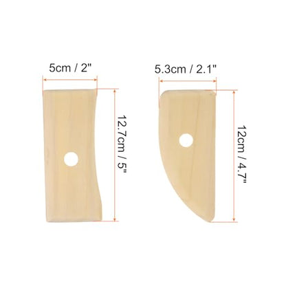 HARFINGTON 2pcs Pottery Ribs 12cm 12.7cm Wooden Clay Ceramic Sculpting Tools Set for Finishing Shaping and Smoothing Removing Finger Marks