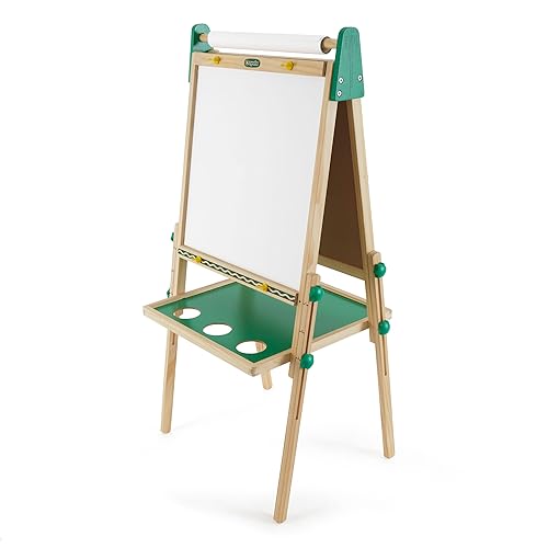 Crayola Wooden Art Easel for Kids, 2-in-1 Dry Erase Board & Chalkboard, Gifts for Toddlers, Ages 3, 4, 5 - style: Wooden Easel