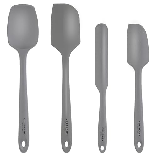 4-Piece Silicone Baking Spatula Set - Rubber Spatulas Silicone Heat Resistant, BPA-Free - Spatula Set for Nonstick Cookware - Baking Essentials - color: Gray