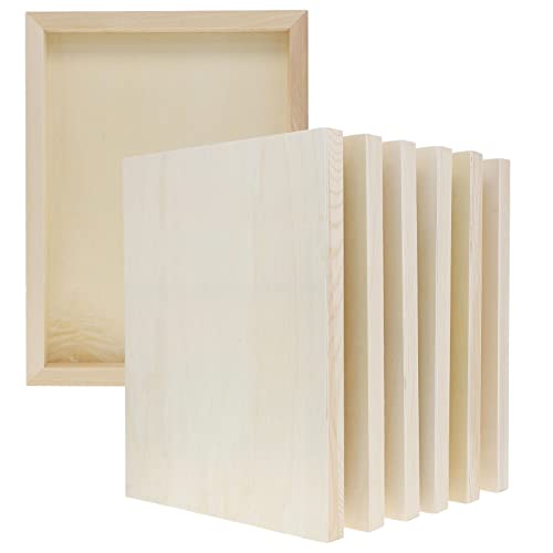 Bright Creations Canvas Boards for Painting - 9 x 12 in, Natural Wood, 6-Pack, Unfinished Deep Cradle - for DIY Wood Panel Signs & Painting Crafts - size: Rect. 9x12in