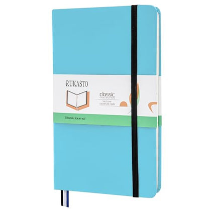 Hardcover Notebook Blank Journal Sketchbook for Drawing, Medium 5.5 by 8.4 Inch, 100 GSM Thick Paper (LightBlue, Plain) - color: LightBlue
