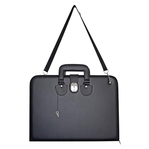 Premium Art Portfolio Leather Bag 18 x 24 (inches) with Lock and Key, Executive Briefcase Style Carrying Case with Handle & Shoulder Strap, Artwork Storage for Posters, Canvas, and Art Materials