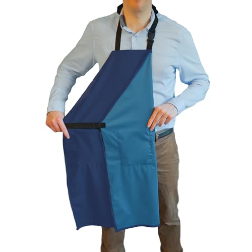 Waterproof Aprons For Men and Women with Pockets | 35" Long Work Aprons for Dishwashing, Dog Grooming, Cleaning - Plastic Dishwasher Apron - Water Resistant Kitchen Apron - color: Blue