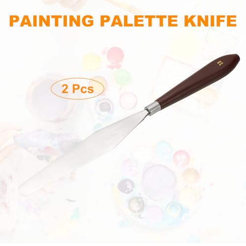 HARFINGTON 2pcs Palette Knife Painting Tool 5.39"x0.91" Red/Silver | Stainless Steel, Art Spatula Pallet Knives Scrapers Tools, with Plastic Handle, for Acrylic Oil Canvas Mixing Spreading