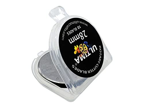 Ultima 28mm Rotary Cutter Blades – 10 Blades Per Pack – Fits Most Rotary Cutters Including Fiskars, Olfa, Martelli and TrueCut – Cuts Quilting Fabric, Leather, and More - size: 28mm