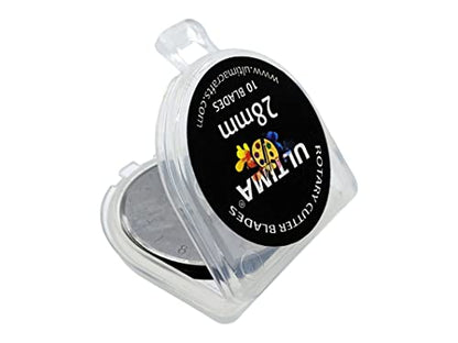Ultima 28mm Rotary Cutter Blades – 10 Blades Per Pack – Fits Most Rotary Cutters Including Fiskars, Olfa, Martelli and TrueCut – Cuts Quilting Fabric, Leather, and More - size: 28mm