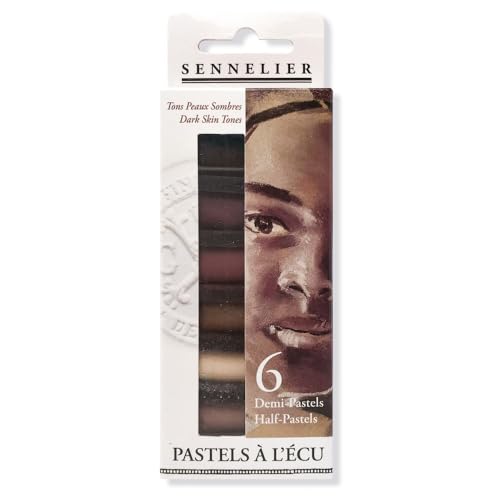 SENNELIER Extra-Soft French, Half Pastel Portrait Dark Inspired Pastel for Professional Artists, Set of 6 - color: Portrait Dark Tones
