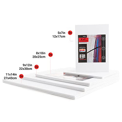 Neliblu White Canvases for Painting - Pack of 12, Assorted - Cotton Painting Canvas Boards for Oil and Acrylic Painting, Art Canvas for Dry and Wet Canvas Painting-Perfect White Canvas Board for Kids
