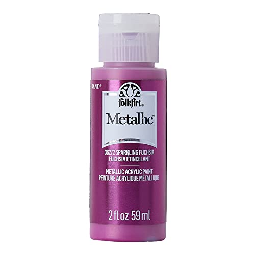 FolkArt Metallic Acrylic Craft Paint, Sparkling Fuschia 2 fl oz Premium Metallic Finish Paint, Perfect For Easy To Apply DIY Arts And Crafts, 36272 - color: Sparkling Fuchsia, size: 2 Fl Oz (Pack of 1)