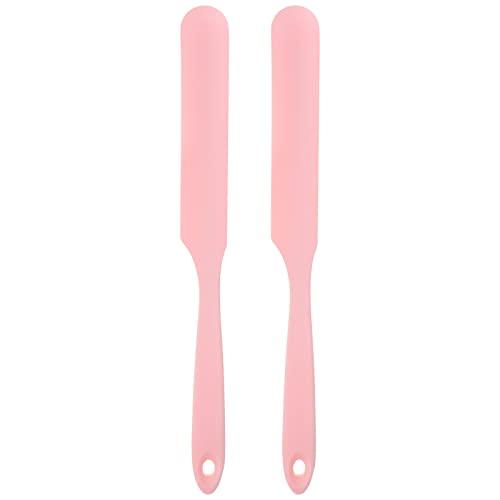 HARFINGTON 2Pcs Silicone Spatula Scraper 9.45" Reusable Non-Stick Flexible Spatulas for Epoxy Resin Liquid Paint Arts DIY Crafts, Pink - color: Pink