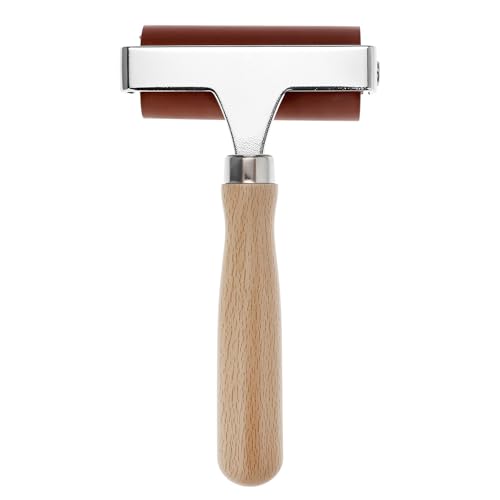 QWORK Soft Rubber Brayer, 3 Inch Printmaking Roller Tool for Block Printing and Gel Plate Crafts, Steel Frame Non Slip Handle Compatible with All Inks
