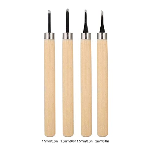 4Pcs Wood Carving Knife Set - Manual Sharpener, Wood Engraving & Rubber Stamp Pattern Carving Tools for Craft Projects (#1) - color: #1