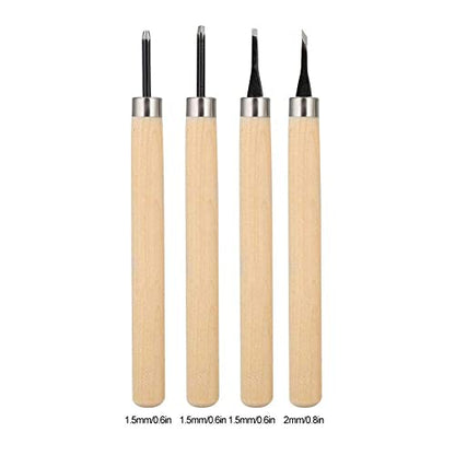 4Pcs Wood Carving Knife Set - Manual Sharpener, Wood Engraving & Rubber Stamp Pattern Carving Tools for Craft Projects (#1) - color: #1