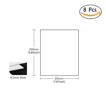 ABS0905 8pcs 0.5mm Thickness 200mm x 250mm White Sheets 9.84'' x 7.87'' x 0.02'' ABS Styrene Sheets for Model Train Layout New (0.5mm) - size: 0.5mm