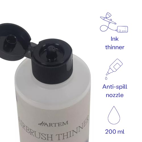 Hartem - Airbrush Thinner 200 ml (6.76 Fl Oz), Airbrush Paint Thinner with Anti-Spill Cap | Thins Paints, Increases Fluency and Delays Drying Inside the Airbrush - size: Airbrush Thinner 200ml (6.76 Fl Oz)