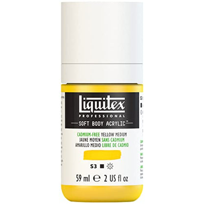 Liquitex Soft Body Acrylic Paint, 2-oz Bottle, Cadmium-Free Yellow Medium | Low Viscosity, Highly Pigmented, Satin Finish, Retains Subtle Brush Strokes, Great Surface Coverage, Highly Versatile - color: Cadmium-free Yellow Medium, style: 2-oz Bottle