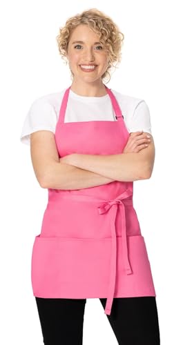 Chef Works Unisex Three Pocket Apron - color: Hot Pink
