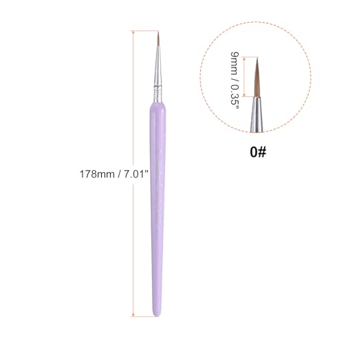 HARFINGTON 3pcs Detail Paint Brushes 9mm Pointed Tip Nylon Hair Miniature Painting Brush for Watercolor Oil Acrylic Painting(0#), Purple - color: Purple, size: 0# 9mm