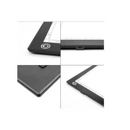 comzler A4 LED Light Board, 3 Level Dimmable Brightness USB Power Artcraft Light Table for Tracing, Light Drawing Sketch Pad for Animation, Sketching, Drawing, Stenciling, Artists - Black | Birthday Christmas Gift for Girls, Boys, Portable Doodle Neon Glo