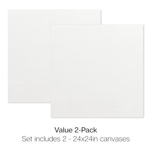 KINGART 844-2 Stretched White Canvas for Painting, 24 x 24 Inch, Pack of 2 - size: 24 x 24 Inch