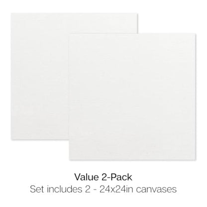 KINGART 844-2 Stretched White Canvas for Painting, 24 x 24 Inch, Pack of 2 - size: 24 x 24 Inch
