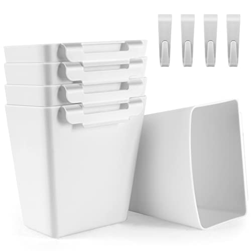 5 Pack Hanging Cup Holders, Multipurpose Rolling Cart Accessories Utility Cart Accessories For Art Craft Supplies, Space Saving Hanging Storage Basket Pencil Holder Makeup Organizers (White) - color: White