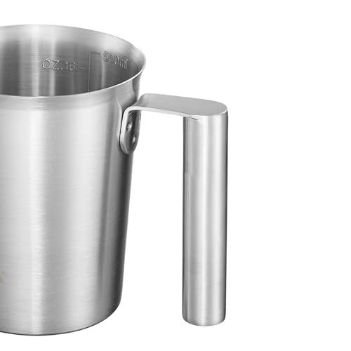 18/8 Stainless Steel Measuring Cup with Round Handle and Pour Spout, Heavy Duty Kitchen Food Prep Cup for Cooking, Baking, Coffee and Bar Use, 16 OZ (2 Cup, 500 ML) - color: Round Handle, size: 16 OZ (2 Cup, 500 ML)