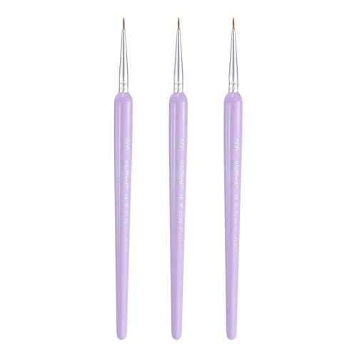 HARFINGTON 3pcs Detail Paint Brushes 6mm Pointed Tip Nylon Hair Miniature Painting Brush for Watercolor Oil Acrylic Painting(000#), Purple - color: Purple, size: 000# 6mm