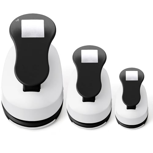 CHENGU 3 Pack Square Hole Punch 2"/1"/0.6", Black | Paper Craft Cutters for Card Making, Shape Punches for Scrapbooking, Includes 10 Sheets Stickers, Photo Album DIY Projects - color: Black, style: Square