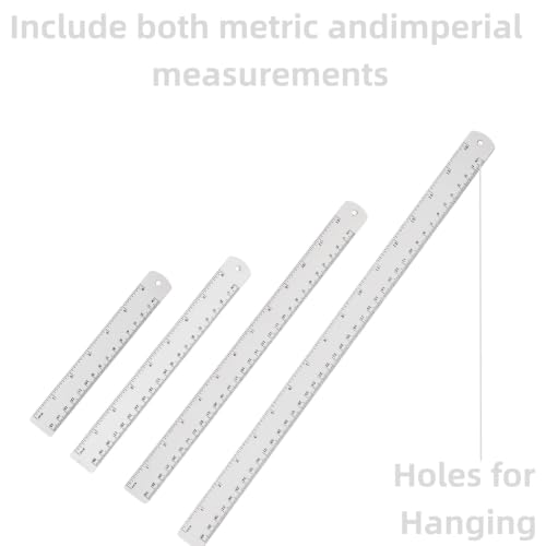 Lakei Stainless Steel Ruler, 2-Pack, 8 Inch/20 cm Dual Scale Ruler - size: 8 inch 2 pack