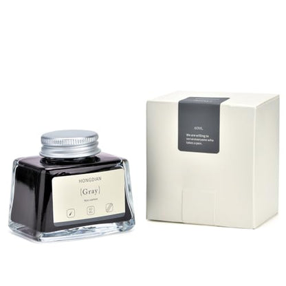 Hongdian Fountain Pen Bottled Ink Gray, 60ml Fountain Pen Ink Bottled for Writing and Calligraphy, Non Carbon - color: Gray