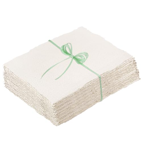 50 Sheets Deckle Edge Watercolor Paper 9x12 in, 160 GSM Handmade | Cold-Pressed Textured Paper for Invitations, Cards, Crafts, and Watercolor Art - size: 9 x 12inch