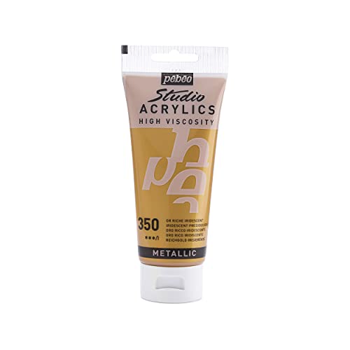 Pebeo - Acrylic Fine Studio Acrylics - Precious Gold - Precious Gold 100ml/3.38oz - color: Iridescent Rich Gold, size: 3.38 Ounce (Pack of 1), style: Acrylics Color