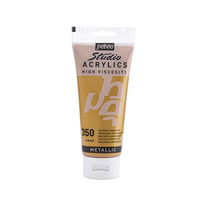 Pebeo - Acrylic Fine Studio Acrylics - Precious Gold - Precious Gold 100ml/3.38oz - color: Iridescent Rich Gold, size: 3.38 Ounce (Pack of 1), style: Acrylics Color